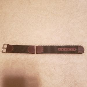 Leather & nylon watch strap 19mm